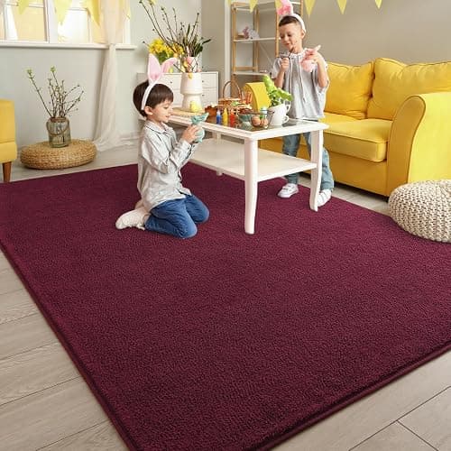 Pettop 4x6 ft Burgundy Red Area Rugs for Bedroom Living Room, Washable Memory Foam Indoor Carpet, Modern Aesthetic Minimalist Non Slip Soft Comfy Carpet for Boys Girls Dorm Home Decor thumbnail 5