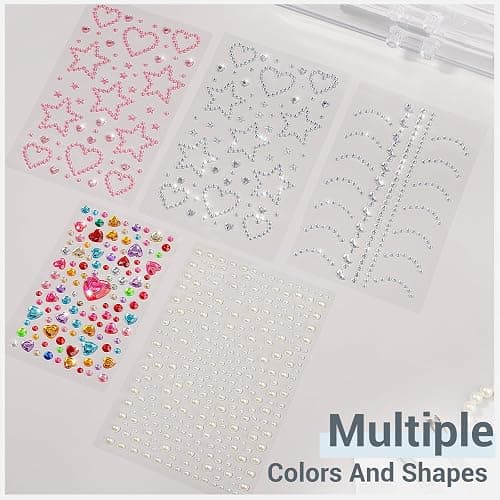 Teenitor Self Adhesive Valentine's Day Face Gems, Face Rhinestones Pearl Stickers, Rave Accessories for Women thumbnail 6