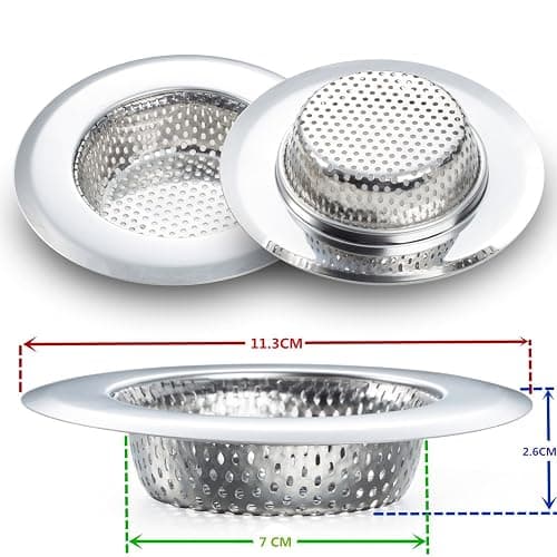 Fengbao 2PCS Kitchen Sink Strainer - Stainless Steel, Large Wide Rim 4.5" Diameter thumbnail 4