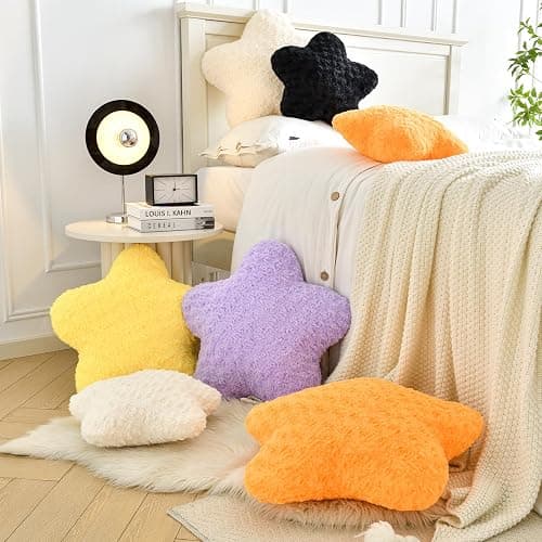 ZCNYCLAM Star Pillow, 14.9" Star Shaped Plush Pillow for Couch Bed Sofa, Cute Decorative Throw Pillows with Soft Faux Fur Room Decor for Bedroom Living Room (Beige) thumbnail 5