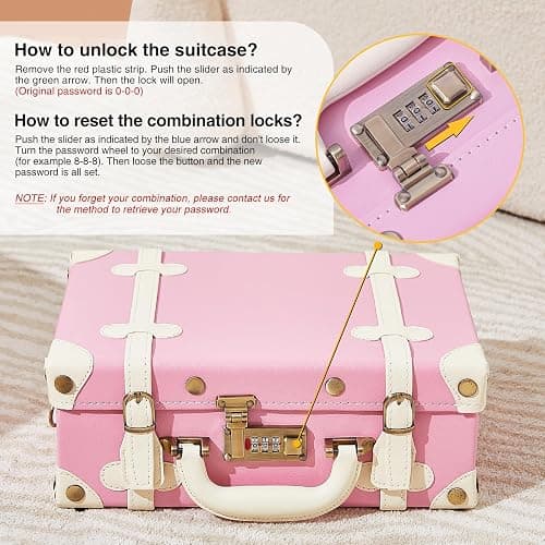 Unitravel 12inch Women Cute Suitcase Small Train Case with Straps thumbnail 6