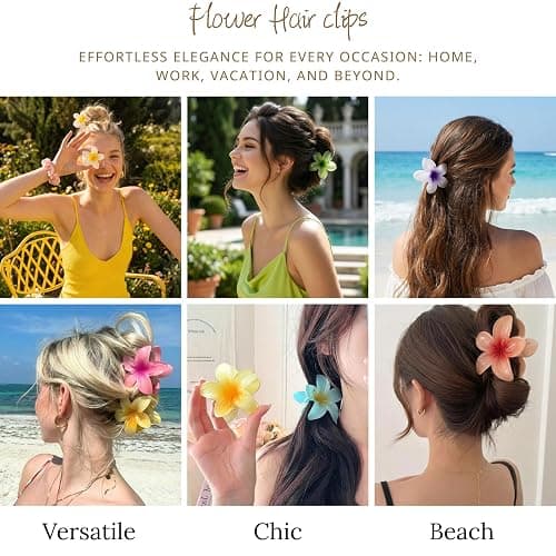 Hawaiian Flower Hair Clips – 6 Pack Colorful Claw Clips for Women & Girls, Large Aesthetic Hair Accessories for Thick or Thin Hair, Summer Beach Vacation Gift thumbnail 3