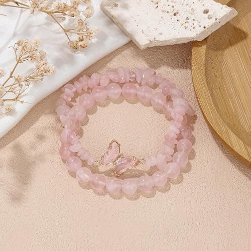 GolbalJew Amethyst Bracelet For Women Anxiety Amethyst Beaded Bracelets Butterfly Charms Healing Stone Layered Bracelet Gifts For Women thumbnail 5