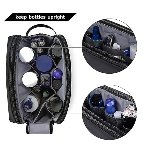 BAGSMART Toiletry Bag for Men, Travel Toiletry Organizer Dopp Kit Water-resistant Shaving Bag for Toiletries Accessories, Door Room Essentials,Black-large thumbnail 3