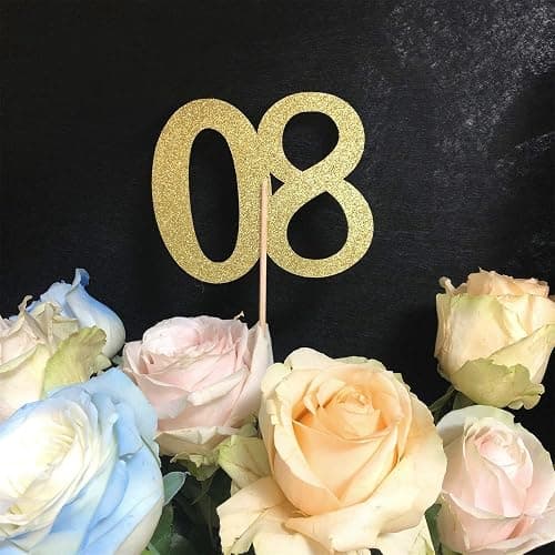10Pcs Gold 80th Birthday & Anniversary Centerpiece Sticks, Pre-Assembled | Pre-assembled double-sided sticks for vases, party tables, vases, cakes, dessert tables and party displays thumbnail 8