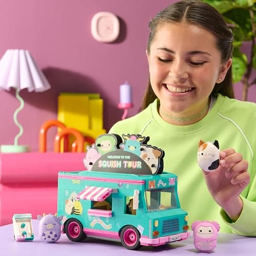 BLDR Squishmallows Squish Tour Van Building Set - Cam The Cat, Bubba The Cow, & Brina The Bigfoot Buildable Figures - Squishmallows Fans 8+, 0098 thumbnail 2