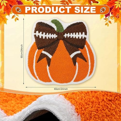 Boao Fall Football Bathroom Rug Pumpkin Bathroom Mat Halloween Bath Decor | 24 x 24 Inch, Soft Non Slip Absorbent, Tis The Season Decor, Autumn Harvest Bath Mat, Kitchen Porch Front Thanksgiving Decor thumbnail 2