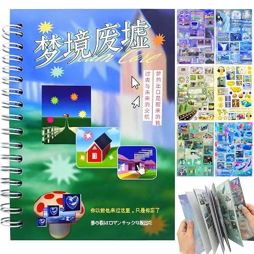TikTok Viral Dreamcore Sticker Book– Japanese Retro Sticker Book with 30 Unique Pages, 9 Shiny, 12 Matte & 9 Smooth Sheets, Scrapbook Book for Journaling, DIY, Laptop & Phone Decoration(Dreamcore 3) - Image 1