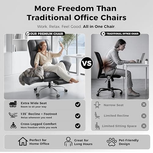 Big and Tall Office Chair with Footrest, Cross-Legged Sitting，Tech Grey | Ergonomic Executive Desk Chair, High Back Reclining Home Office Chair, Computer Chair with Flip-Up Armrests, Wide Seat thumbnail 2