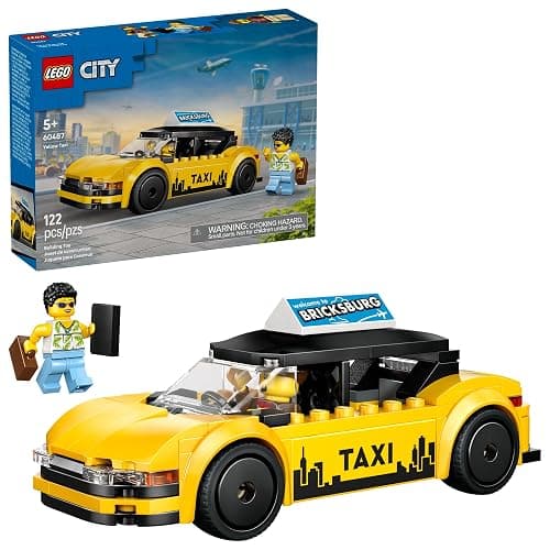 LEGO City Yellow Taxi Car Building Toy for Kids - Pretend Play Set for Boys & Girls, Ages 5+ - Toy Car W/Taxi Driver & Tourist Minifigures - Gift Idea for Birthdays - 60487 - Image 1