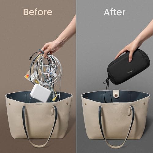 tomtoc Electronic Organizer Travel Case, Water Resistant Dual Compartment Tech Pouch Cable Organization Storage Bag for Charger, Cord, Phone, Hard Drive, Power Bank, Accessories Travel Essentials thumbnail 4