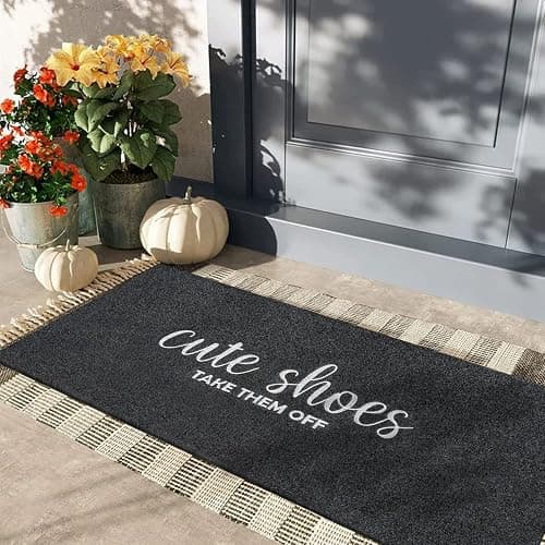 Front Door Mat Welcome Mats Cute Shoes Take Them Off Entry Non Slip Doormats for Entryway Ideal Inside Outside Home High Traffic Area Black 47 Inch x 17 Inch thumbnail 2