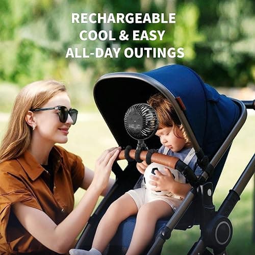 AMACOOL Battery Operated Stroller Fan Flexible Tripod Clip On Fan with 3 Speeds and Rotatable Handheld Personal Fans for Car Seat Crib Bike Treadmill thumbnail 2