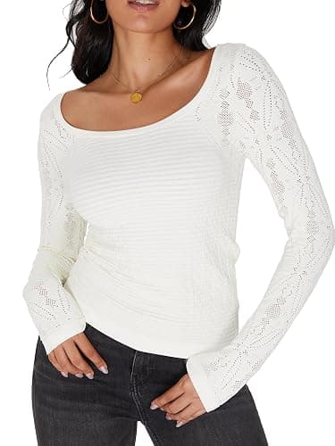 Jar of Love Womens Long Sleeve Shirts Scoop Neck Slim Fit Seamless Casual Fall Cute Tops for Women 2025 thumbnail 3