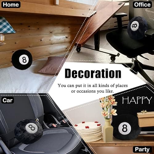 zhidiloveyou 8 Ball Pillow Black Stuffed Billiards Plush Small Decorative Cushion Toy, 13 in thumbnail 5