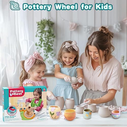 Pottery Wheel for Kids-Complete Pottery Painting Kit Arts and Crafts for Kids Ages 8-12, Clay Sculpting Tools with 1.7lb Air Dry Clay, Birthday Christmas Gifts Toys for Boy Girls Age 6 7 8 9 10 11 12 thumbnail 6