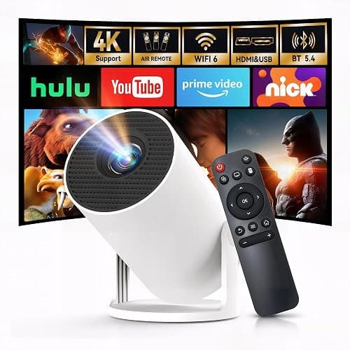 [Built-in Apps & 2026 Upgraded] WEMI Mini Portable Projector Mini Projecteur Portatif with WiFi 6 and Bluetooth 5.4 for Bedroom Smart Movie for iPhone Cell Phone Android OptiBarrel 500 - Image 1
