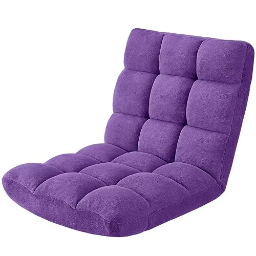 Avocahom Folding Floor Gaming Chair, Adjustable 14-Position Backrest, 6-Inch Thick Flannel and Skin-Friendly Cotton Sponge, Breathable, Ideal for Gaming, Meditating, Sleeping, Purple thumbnail 8