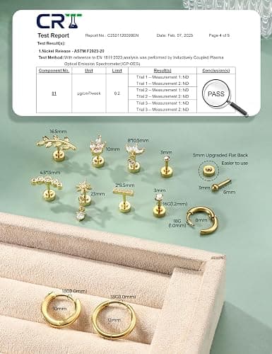 JeryWe 16G Cartilage Earrings for Women Flat Back Earrings Hypoallergenic Surgical Steel Small Flatback Stud Hoop Cartilage Earring Stacks Helix Conch Tragus Daith Piercing Jewelry 12 PCS（Single) thumbnail 6