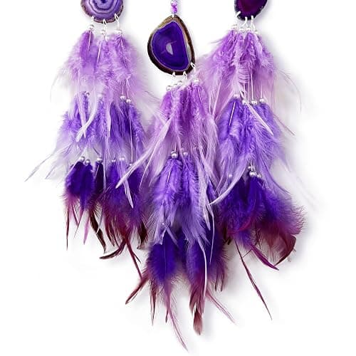 Large Dream Catcher,Sun Dream Catchers with Chakra Gemstone Agate Stone,Purple Crystal Tree Life,Dream Catcher for Girls,Dream Catchers for Adults,Home Ornaments Craft Gift (Purple) thumbnail 6
