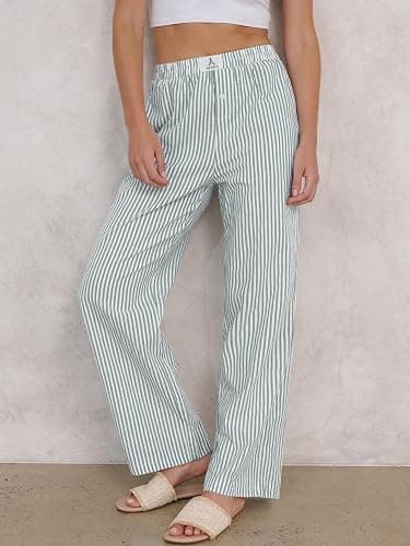 ANRABESS Womens Striped Gingham Pants 2025 Pajama Lounge Boxer Pants Cute Comfy PJ Bottoms with Pockets Y2K Plaid Outfits thumbnail 6