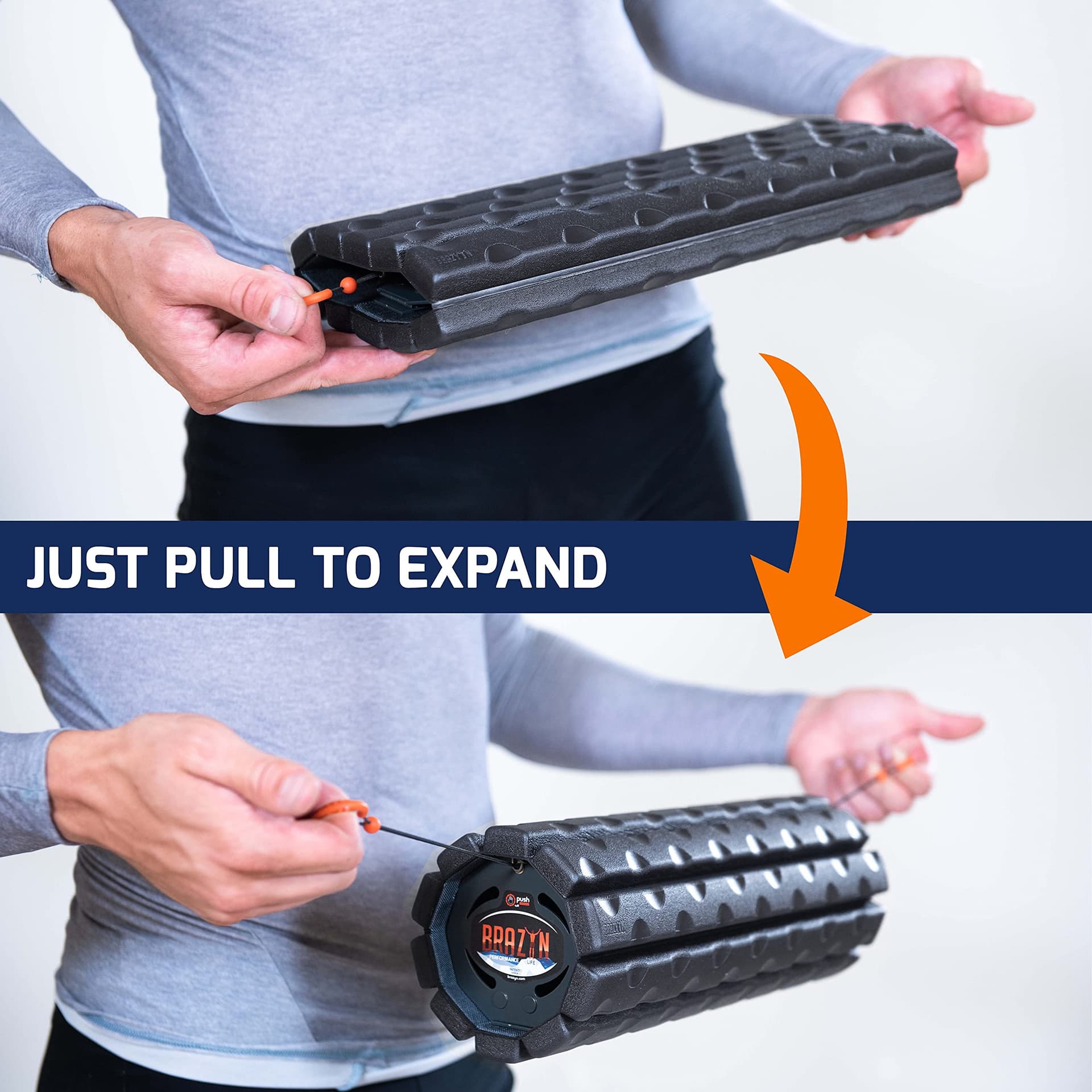 Brazyn Morph Foam Roller - for Home, Gym, Office, Travel, Athletes - Collapsible & Lightweight Roller for Trigger Point Massage, Myofascial Release (Alpha Series (Deep Tissue) - Midnight) thumbnail 6