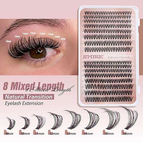 JIMIRE 320Pcs Individual Eyelashes DIY Russian Cluster Lashes 30D+40D Lashes Individual Cluster D Curl 9-16mm Mixed Wispy DIY Lash Clusters Eyelash Extesnsions thumbnail 2