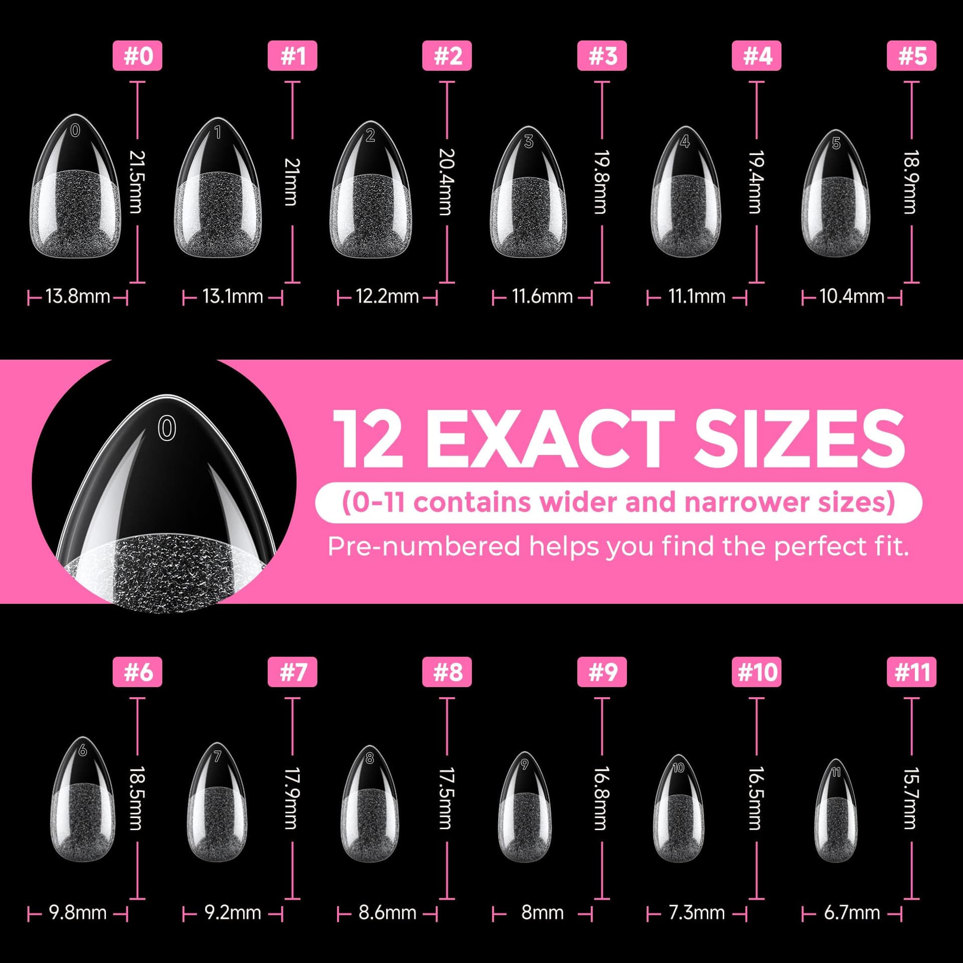 UNA GELLA Short Almond Fake Nails 21 6pcs Pre-shape Gel Acrylic Nail Tips for Full Cover Nail Extension Home DIY Nail Salon 12 Sizes Gelly Tips thumbnail 8