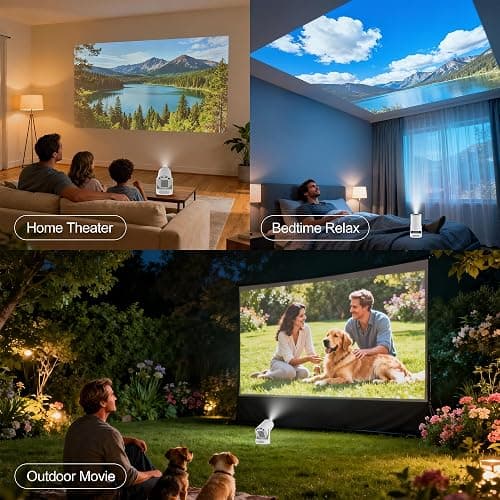 WellSonic Mini Projector with WiFi and Bluetooth, Portable Projector 4K Support, Android 11, 5W Soundbase Speaker, 180° Rotation, Auto Keystone Correction, Smart Proyector for Movie Home Outdoor thumbnail 9