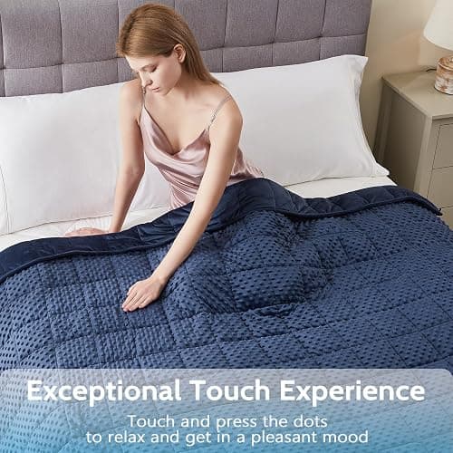 L'AGRATY Weighted Blanket for Adult - 60"x80" 15lbs Minky Dots Heavy Blanket with Glass Beads Soft Breathable for All-Season Summer Fall Winter Thick Comfort for Sleeping thumbnail 5