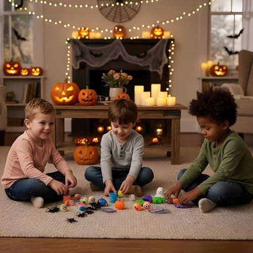 THE PARTY PENGUIN Halloween Favors Bundle for Kids | Trick or Treat Party Supplies with Gem Rings, Whistles, Bounce Balls, Games, Spiders,Toys & More | Halloween Goodie Bag Fillers & Classroom Prizes thumbnail 7