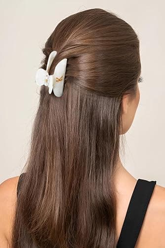 Fohufo Initial Cute Hair Clips - White Letter Elegant Hair Claw Clips, Fashion Glitter Claw Clips Durable Hair Clips, Wedding Gift, Bridesmaid Gifts, Birthday Gifts, Christmas Gift, Letter J thumbnail 2