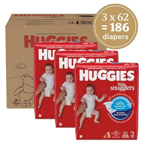 Huggies Size 2 Diapers, Little Snugglers Baby Diapers, Size 2 (12-18 lbs), 186 Count (3 Packs of 62), Packaging May Vary thumbnail 2