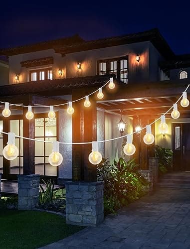 Goothy 50Ft Outdoor LED String Lights with 52 Shatterproof G40 LED Clear Globe Bulbs, Edison Vintage Bulbs E12 Base Hanging Sockets, Decorative Lighting for Café Patio Porch Party Yard Christmas-White thumbnail 5
