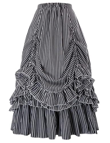 Belle Poque Women's Vintage Stripes Gothic Victorian Skirt Renaissance Style Falda - Image 1