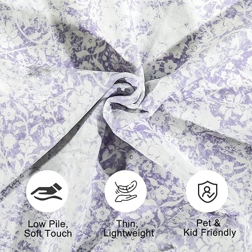 DUKINO Washable Area Rug 6x9, Boho Low-Pile Rugs for Living Room with Non Slip Rubber Backing, Soft Vintage Girls Carpet for Nursery, Living Room, Bedroom, Dining Room, Dorm Room, Office, Purple thumbnail 6