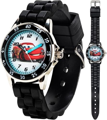 Accutime Disney Pixar Cars Lightning McQueen Time-Teaching Watch for Kids with Interactive Racing Dial - Image 1
