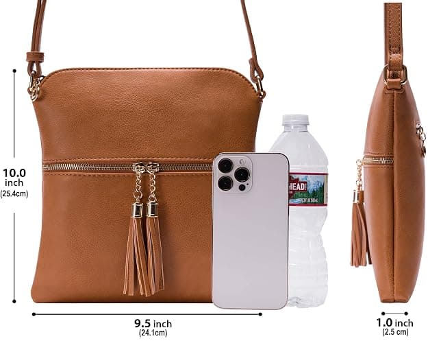 Solene Womens Lightweight Medium Crossbody Purse with Tassel, Perfect Size Crossbody Bags for Daily Use, travel thumbnail 6