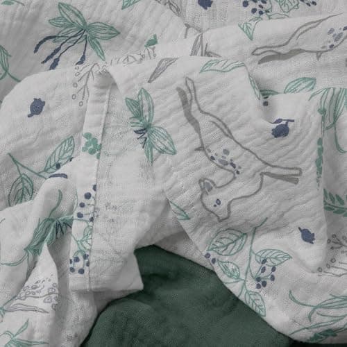 Muslin Swaddle Blankets for Newborn, 3 Pack Breathable Soft Receiving Blanket, Large 38 x 40 inches Swaddle Wrap Burping Clothes Diapers, Essentials Infant Shower Items, Toddler Gift (Fawn & Leaves) thumbnail 6