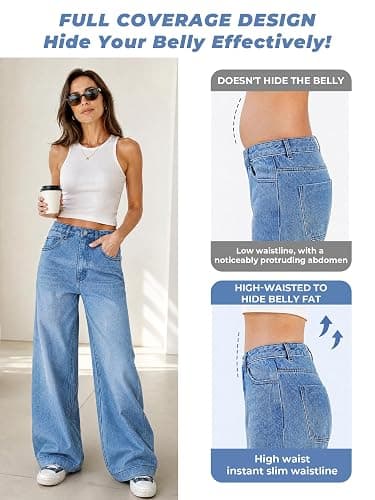EMMIOL Women's 2026 Wide Leg Jeans Distress High Waist Stretchy Baggy Denim Pants Trousers Clothing thumbnail 3