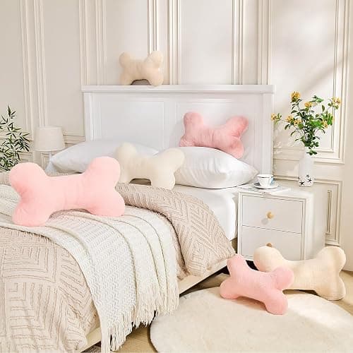 XVTRU Bone Pillow Cute Decorative Throw Pillow Bone Shaped Pillows for Aesthetic Home Decorative Cushion Pet Plush Pillow for Bed Sofa Couch (Ivory, 15 Inch) thumbnail 6