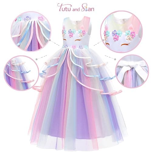 Unicorn Princess Dress Up Clothes for Little Girls – Costume, Jewelry and Headband thumbnail 4