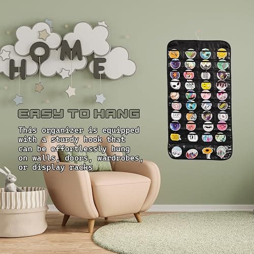 Monciysn 2 Pack Hanging Sticker Display, Double-Sided 80 Pockets Wall Hanging Sticker Organizer Storage, Sticker Holder for Vendor Events and Trade Shows (Black) thumbnail 5