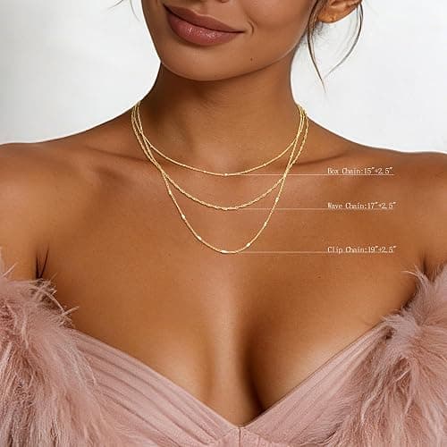 Yoosteel Layered 14k-Gold-Plated Necklace for Women,Necklaces Stack Jewelry | Necklace Stackable,Dainty Thin Chain,Trendy Jewelry Gifts for Women,Shiny CZ Satellite Chain Paperclip Link Box Choker Set thumbnail 2