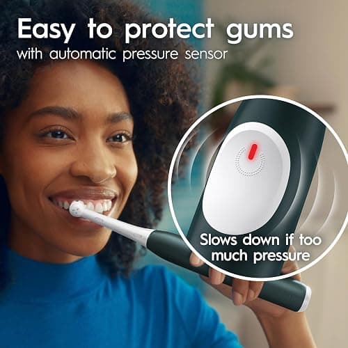 Oral-B Rechargeable Electric Toothbrush, iO2 Starter Kit, 3 Cleaning Modes, Automatic Pressure Sensor to Protect Gums, 2 Brush Heads, Forest Green thumbnail 6