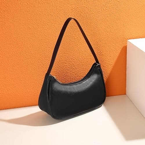 Afashor Shoulder Bags for Women Vegan Leather Hobo Sling Tote Handbag Retro Clutch Purse with Zipper Closure thumbnail 2
