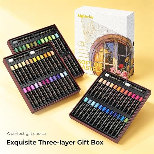 LIGHTWISH Professional Oil Pastels, 77 Floral Theme Colours Soft Oil Pastel | (78 Count Including 2 White Sticks), Smooth High Lightfast Pastels for Artists Students Beginners, Premium Art Gift Box thumbnail 7