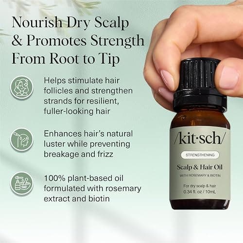 Kitsch Rosemary Oil for Hair Growth – Hair Oil with Biotin, Castor & Jojoba – Pre-Wash Scalp oil for Hair Care – Lavender Scent – 10mL | Ideal Gifts for Women thumbnail 3