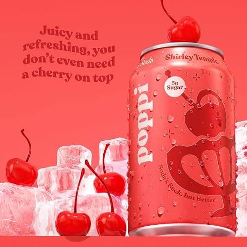 Poppi Sparkling Prebiotic Soda Beverage with Apple Cider Vinegar, Seltzer Water and Fruit Juice, Shirley Temple, 12 Fl Oz, Pack of 12 thumbnail 3