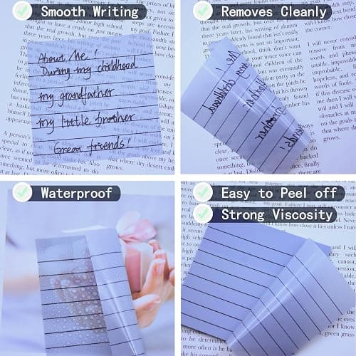 YOUDEFUL 800Pcs Transparent Sticky Notes, 3"x3" Clear Sticky Notes with Lined, Waterproof Translucent Sticky Note Pads for Books Annotation, Clear Post it Notes for Bible Study, School, Office thumbnail 3